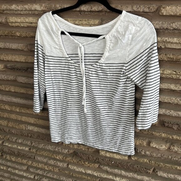 White Label The White Company Breton Striped Open Keyhole Back Top Size 2 - Picture 6 of 9